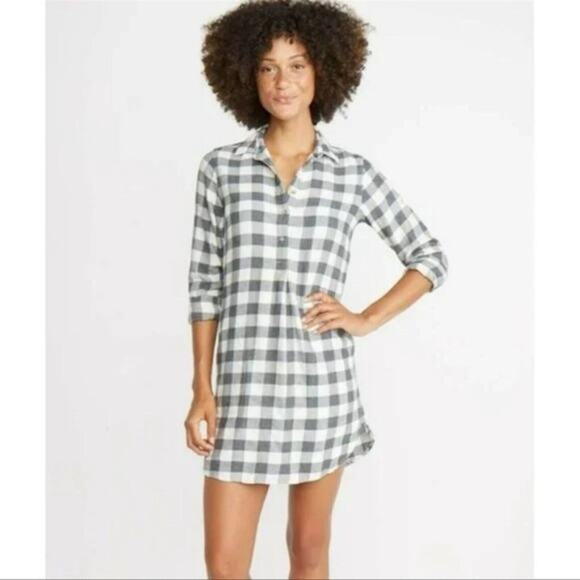 Marine Layer Dresses & Skirts - Marine Layer Buffalo Check Plaid Effie Popover Flannel Dress Size Small